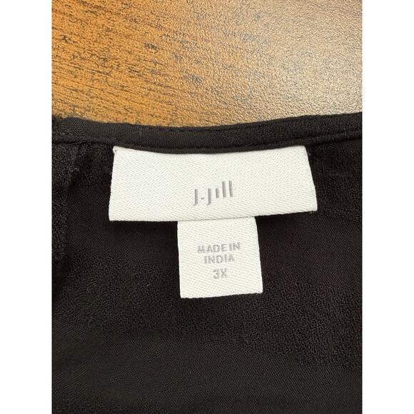 J. Jill Textured Appliqué Top Size 3X Blouse Black Boho - Picture 7 of 10